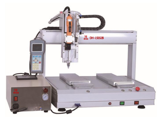 Dual platform blowing type automatic screw locking machine